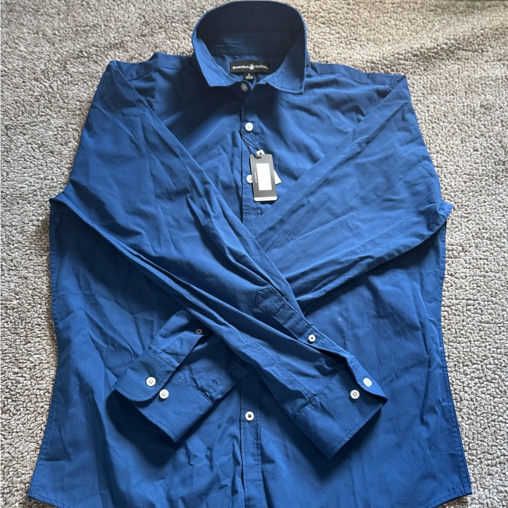 Men’s Beverly Hills Polo Club Dark Blue Long Sleeve Button-Up Size Large